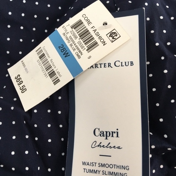 NEW Charter Club Navy Plus Size Capris Pants Chelsea Tummy Control Stretch 28W - Picture 5 of 10